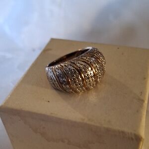 Silver and Gold Textured Statement Ring